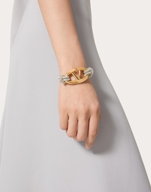 Red Valentino BRACCIALE VLOGO THE BOLD EDITION IN CORDA STRASS E METALLO