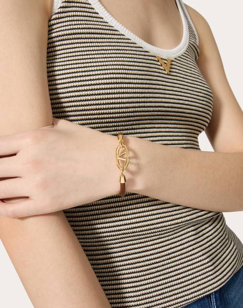 Red Valentino BRACCIALE VLOGO THE BOLD EDITION VALENTINO GARAVANI IN PELLE E METALLO