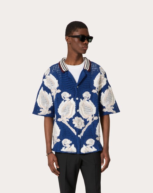 Red Valentino CAMICIA DA BOWLING IN COTONE CON MOTIVO METAMORPHOS TULIPS