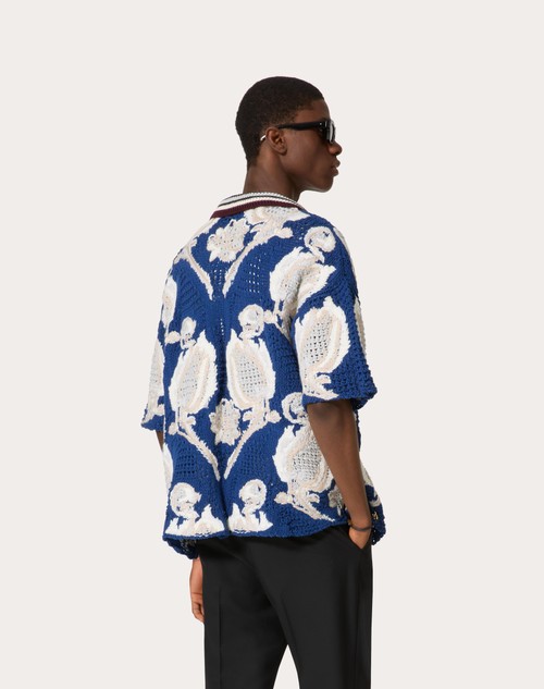 Red Valentino CAMICIA DA BOWLING IN COTONE CON MOTIVO METAMORPHOS TULIPS