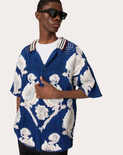 Red Valentino CAMICIA DA BOWLING IN COTONE CON MOTIVO METAMORPHOS TULIPS