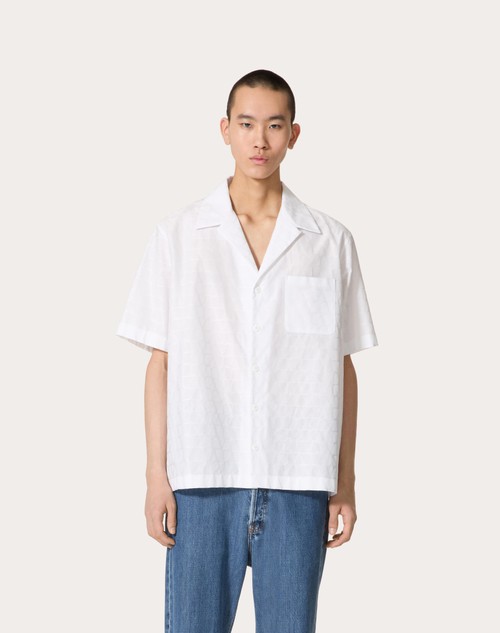 Red Valentino CAMICIA DA BOWLING IN POPELINE DI COTONE CON MOTIVO TOILE ICONOGRAPHE