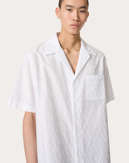 Red Valentino CAMICIA DA BOWLING IN POPELINE DI COTONE CON MOTIVO TOILE ICONOGRAPHE