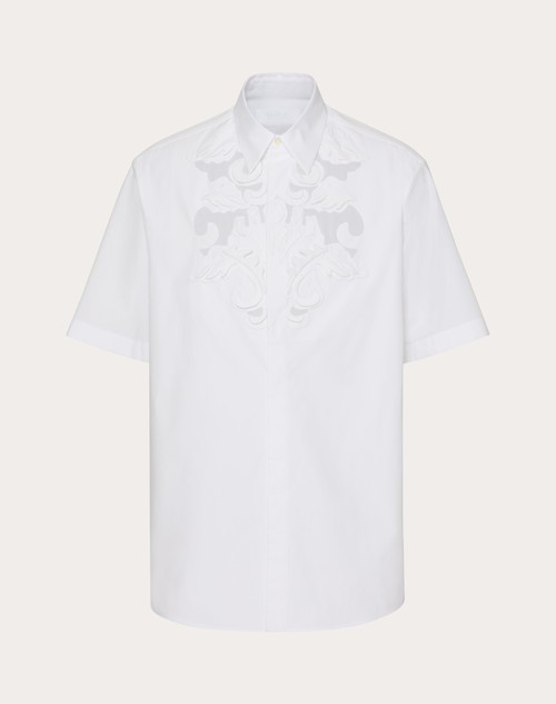 Red Valentino CAMICIA DA BOWLING IN POPELINE DI COTONE CON RICAMI ALTORILIEVO