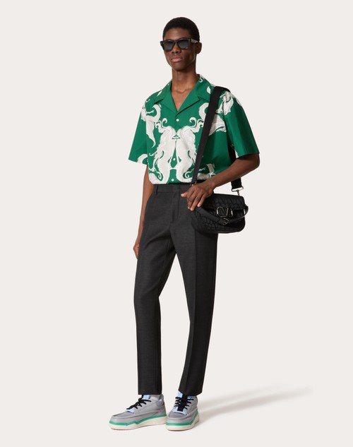 Red Valentino CAMICIA DA BOWLING IN POPELINE DI COTONE CON STAMPA METAMORPHOS SIREN