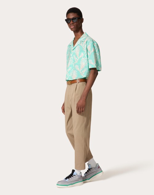 Red Valentino CAMICIA DA BOWLING IN POPELINE DI COTONE CON STAMPA METAMORPHOS WHEATSHEAF