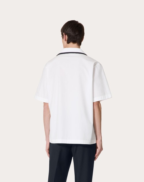Red Valentino CAMICIA DA BOWLING IN POPELINE DI COTONE CON V DETAIL GOMMATA