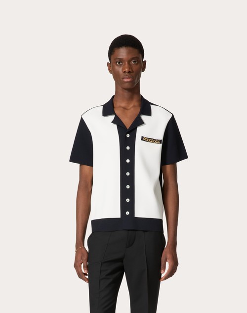 Red Valentino CAMICIA DA BOWLING IN VISCOSA CON VLOGO CHAIN E RICAMO VALENTINO