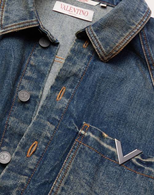 Red Valentino CAMICIA IN DENIM CON V DETAIL METALLICA