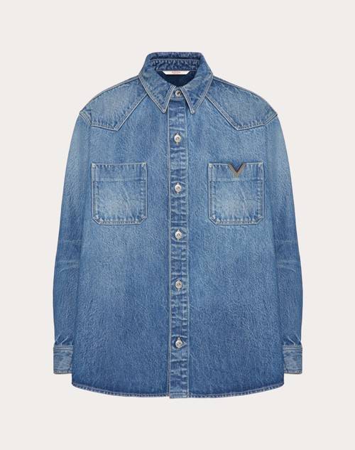 Red Valentino CAMICIA IN DENIM CON V DETAIL METALLICA