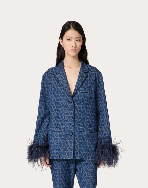 Red Valentino CAMICIA IN DENIM TOILE ICONOGRAPHE MEDIUM BLUE