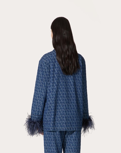 Red Valentino CAMICIA IN DENIM TOILE ICONOGRAPHE MEDIUM BLUE