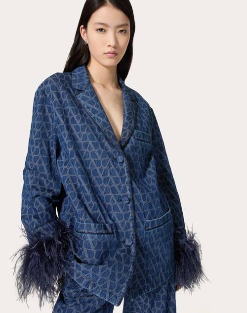 Red Valentino CAMICIA IN DENIM TOILE ICONOGRAPHE MEDIUM BLUE