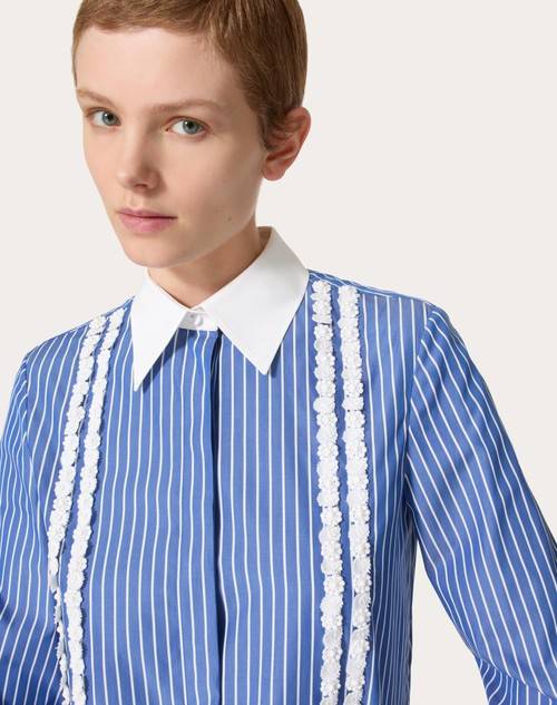 Red Valentino CAMICIA IN POPELINE CONTRAILS RICAMATA