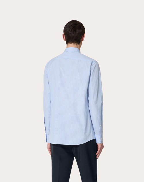 Red Valentino CAMICIA IN POPELINE DI COTONE CON V DETAIL METALLICA