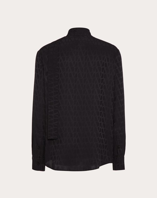 Red Valentino CAMICIA IN SETA CON COLLO A SCIARPA E MOTIVO TOILE ICONOGRAPHE