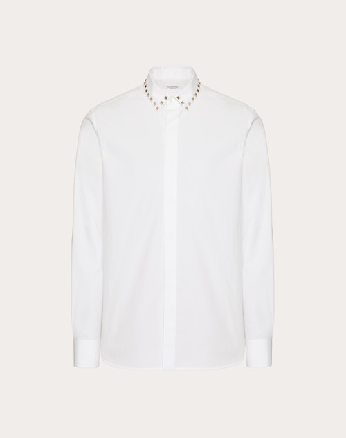 Red Valentino CAMICIA MANICA LUNGA IN COTONE CON BORCHIE BLACK UNTITLED SUL COLLETTO