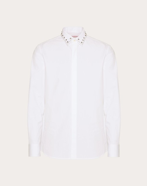 Red Valentino CAMICIA MANICA LUNGA IN POPELINE DI COTONE CON CABOCHONS