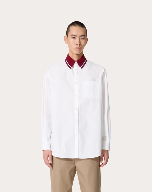 Red Valentino CAMICIA MANICA LUNGA IN POPELINE DI COTONE CON RICAMO VALENTINO