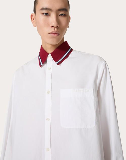 Red Valentino CAMICIA MANICA LUNGA IN POPELINE DI COTONE CON RICAMO VALENTINO