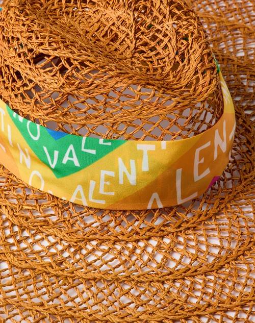 Red Valentino CAPPELLO A TESA LARGA ESCAPE IN PAGLIA CON SCARF BANDEAUX IN SETA