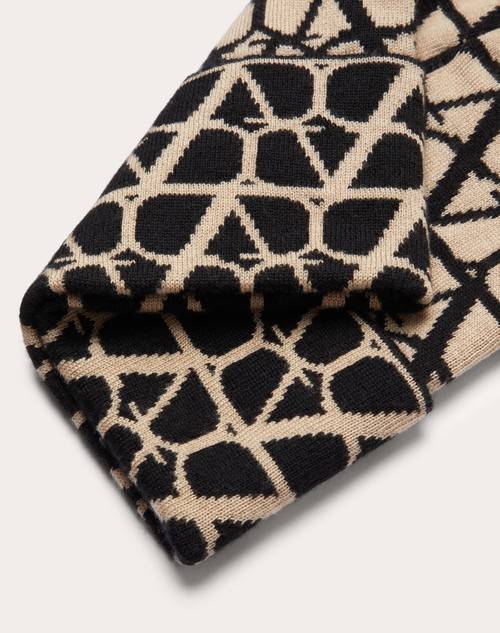 Red Valentino CAPPELLO BEANIE KNITTED TOILE ICONOGRAPHE IN CASHMERE E SETA