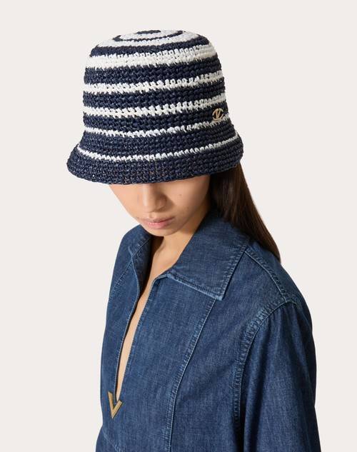 Red Valentino CAPPELLO BUCKET VLOGO THE BOLD EDITION IN RAFIA