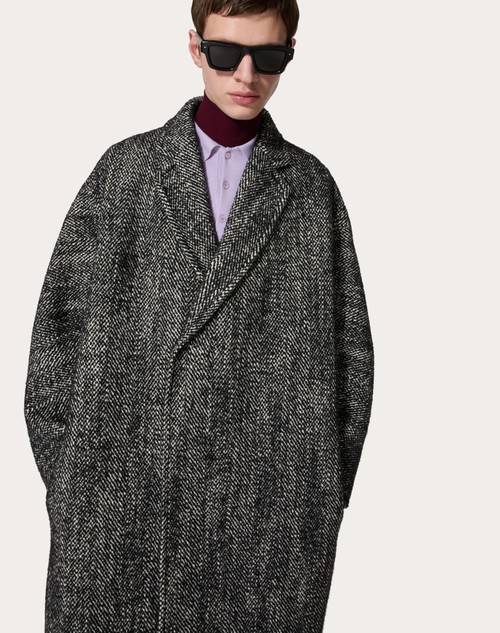 Red Valentino CAPPOTTO IN LANA TECNICA CON MOTIVO CHEVRON ALL OVER