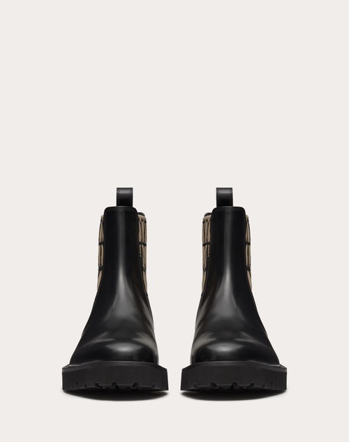 Red Valentino CHELSEA BOOT TOILE ICONOGRAPHE IN TESSUTO TECNICO TOILE ICONOGRAPHE E VITELLO