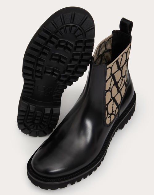 Red Valentino CHELSEA BOOT TOILE ICONOGRAPHE IN TESSUTO TECNICO TOILE ICONOGRAPHE E VITELLO