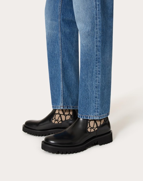 Red Valentino CHELSEA BOOT TOILE ICONOGRAPHE IN TESSUTO TECNICO TOILE ICONOGRAPHE E VITELLO