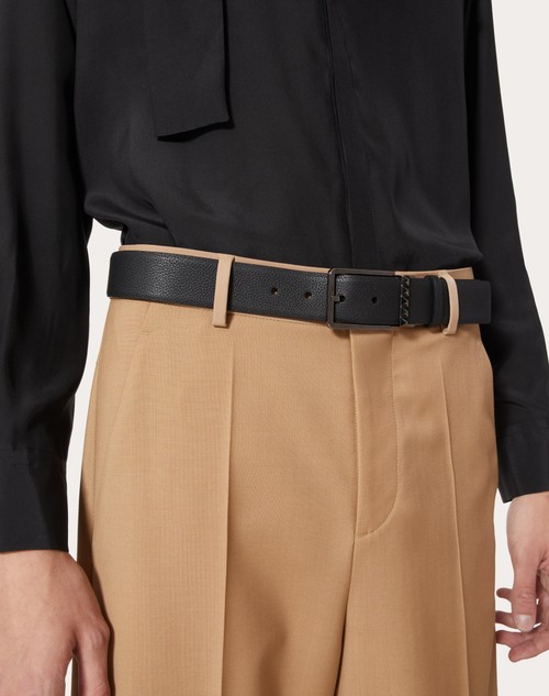 Red Valentino CINTURA REVERSIBILE ROCKSTUD IN VITELLO GRANATO 35 MM