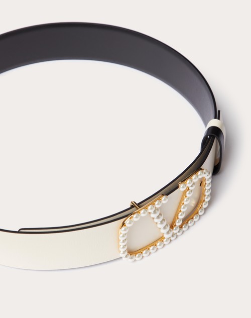 Red Valentino CINTURA REVERSIBILE VLOGO SIGNATURE IN VITELLO LUCIDO CON PERLE 40 MM