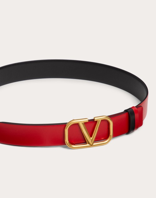 Red Valentino CINTURA REVERSIBILE VLOGO SIGNATURE IN VITELLO LUCIDO 30 MM