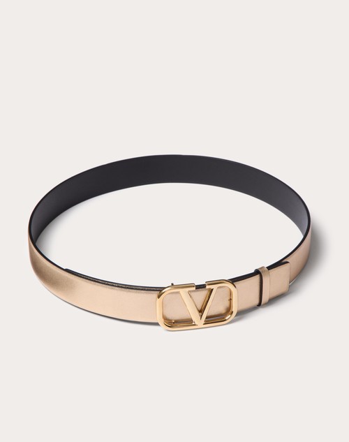 Red Valentino CINTURA REVERSIBILE VLOGO SIGNATURE IN VITELLO METALLIZZATO E VITELLO LUCIDO 30 MM