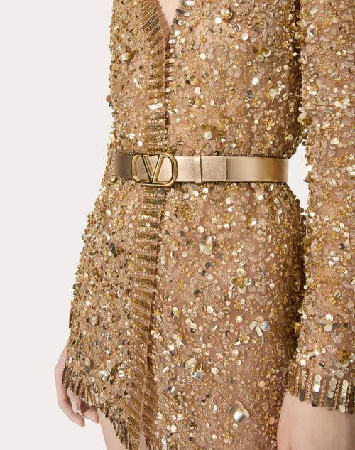 Red Valentino CINTURA REVERSIBILE VLOGO SIGNATURE IN VITELLO METALLIZZATO E VITELLO LUCIDO 30 MM