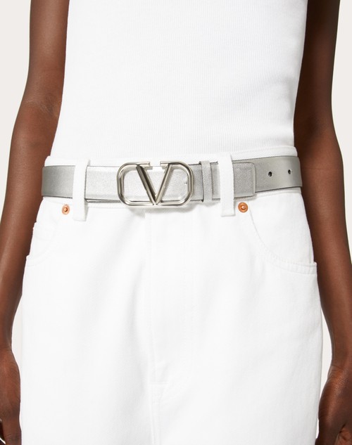 Red Valentino CINTURA REVERSIBILE VLOGO SIGNATURE IN VITELLO METALLIZZATO E VITELLO LUCIDO 30 MM