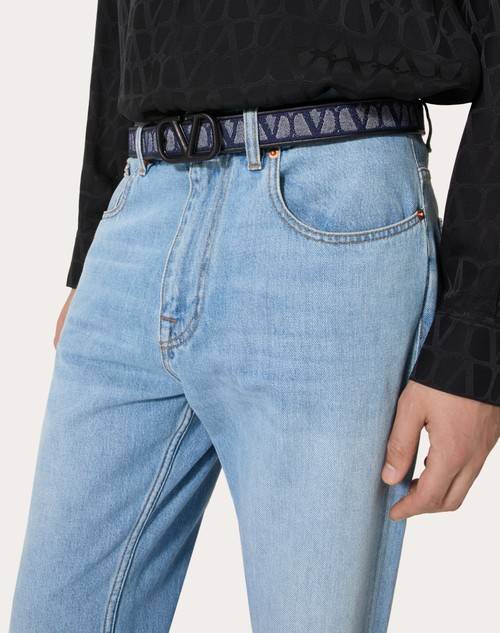 Red Valentino CINTURA TOILE ICONOGRAPHE IN TESSUTO JACQUARD CON DETTAGLI IN PELLE