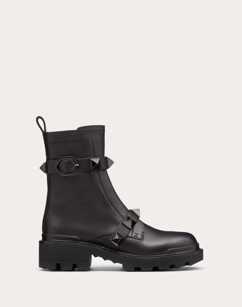 Red Valentino COMBAT BOOT ROMAN STUD IN VITELLO E BORCHIE IN TONO 40MM