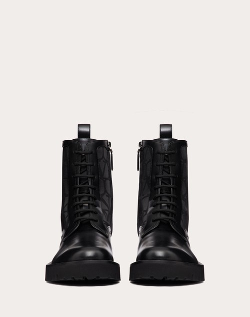 Red Valentino COMBAT BOOT TOILE ICONOGRAPHE IN TESSUTO TECNICO TOILE ICONOGRAPHE E VITELLO
