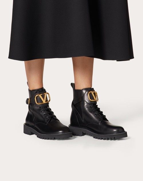 Red Valentino COMBAT BOOT VLOGO SIGNATURE IN VITELLO 35MM