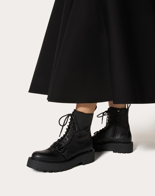 Red Valentino COMBAT BOOT VLOGO SIGNATURE IN VITELLO 45MM