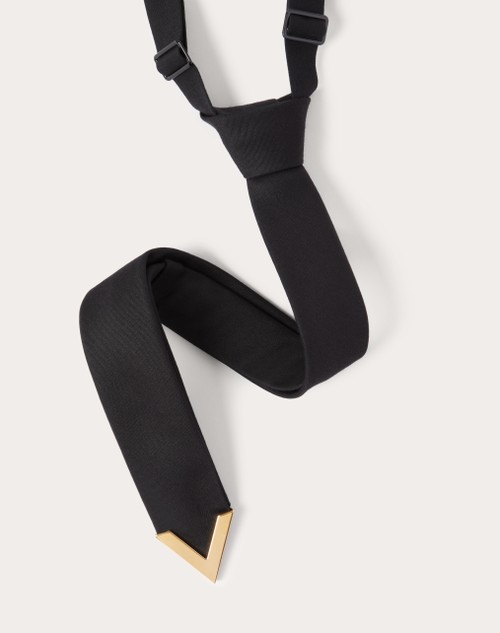 Red Valentino CRAVATTA VALENTIE IN LANA E SETA CON APPLICAZIONE V IN METALLO