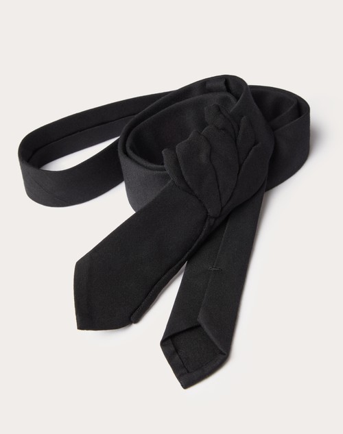 Red Valentino CRAVATTA VALENTIE IN LANA E SETA CON RICAMO FIORE