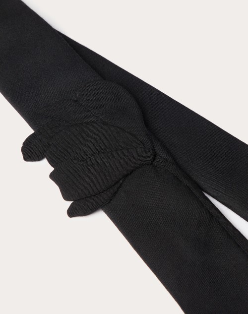 Red Valentino CRAVATTA VALENTIE IN LANA E SETA CON RICAMO FIORE