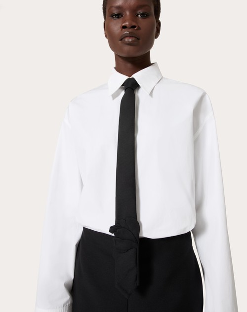 Red Valentino CRAVATTA VALENTIE IN LANA E SETA CON RICAMO FIORE