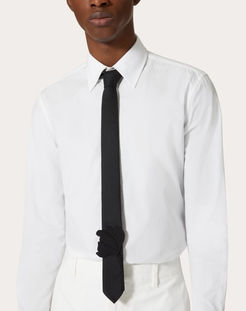 Red Valentino CRAVATTA VALENTIE IN LANA E SETA CON RICAMO FIORE