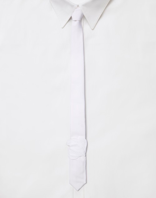 Red Valentino CRAVATTA VALENTIE IN LANA E SETA CON RICAMO FIORE