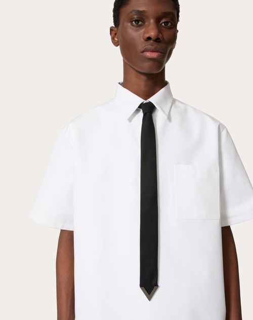 Red Valentino CRAVATTA VALENTIE IN LANA VERGINE E SETA CON APPLICAZIONE V IN METALLO