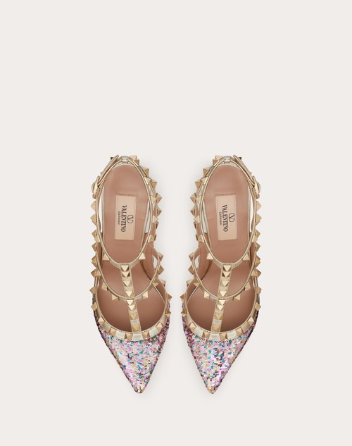 Red Valentino DÉCOLLETÉ ROCKSTUD CON RICAMO PAILLETTES E CINTURINI 100MM